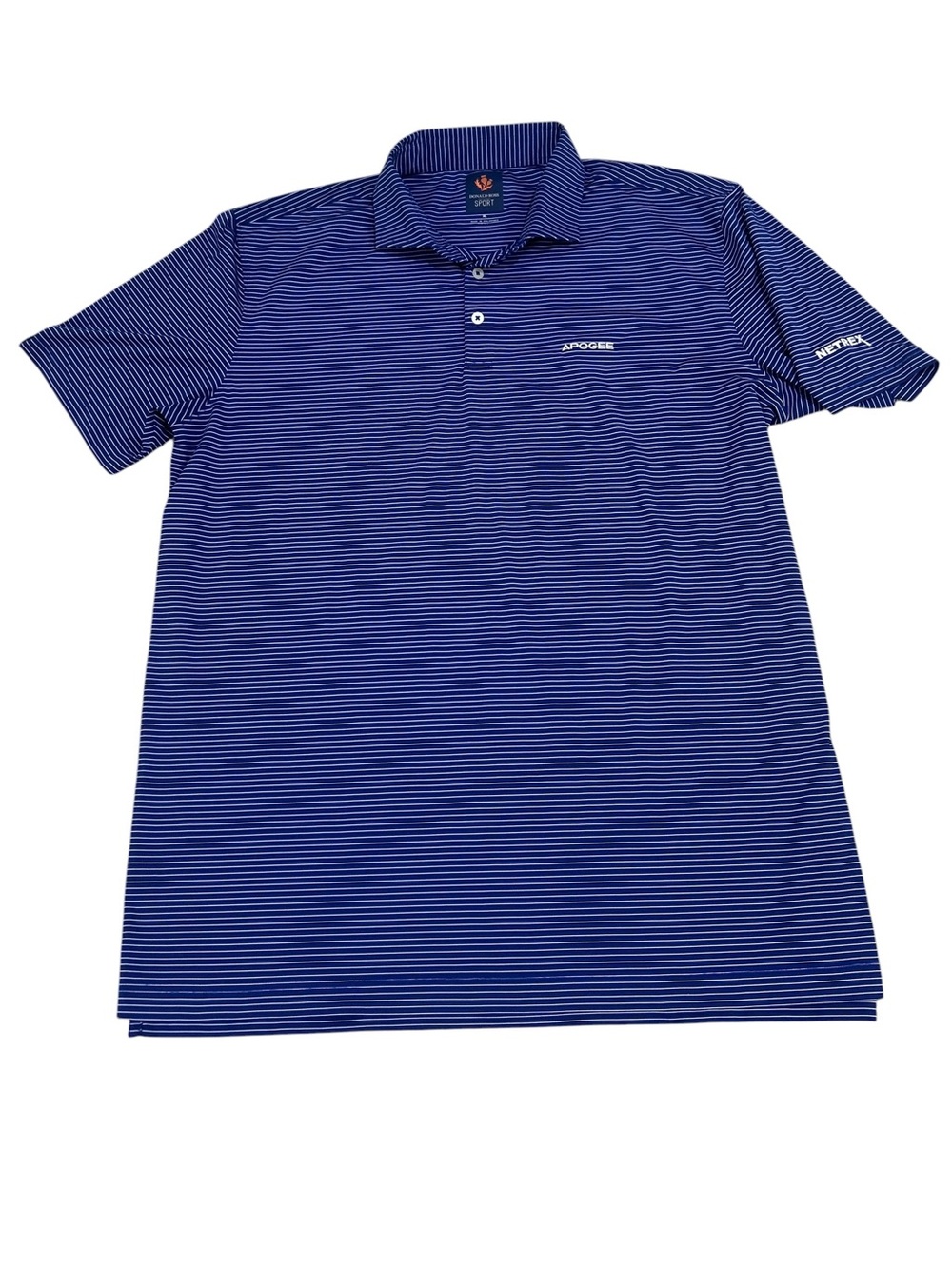 Men’s Donald ross sport pin Striped navy Blue & white Golf Polo shirt size xl